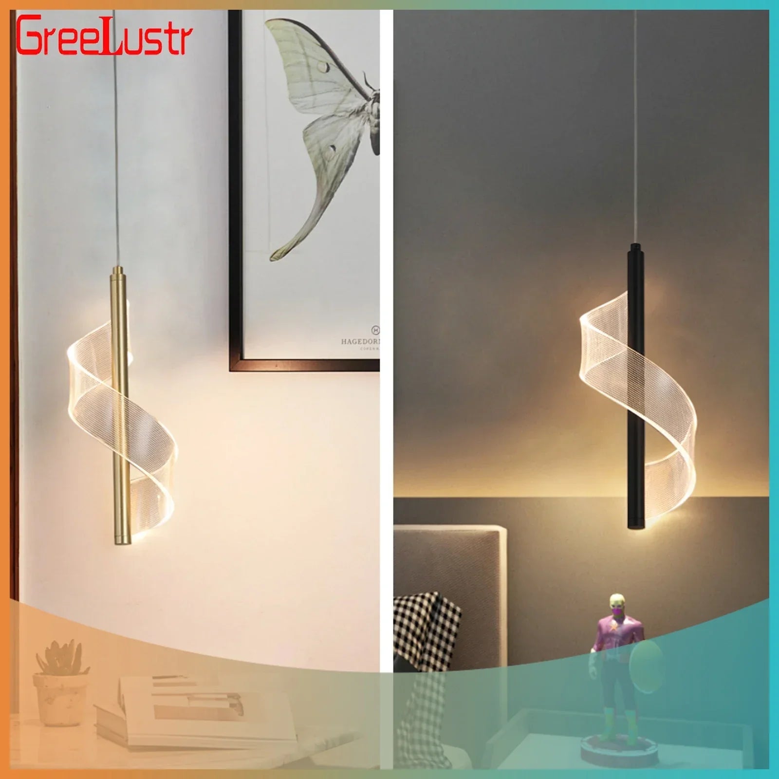 Modern LED Pendant Light Gold Kitchen Style
