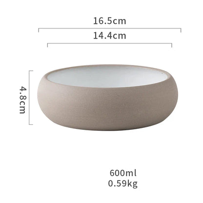 DecorBites™ Japanese Ceramic Round Bowl - Restaurant Tableware and Household Snack Fruit Dessert Bowl