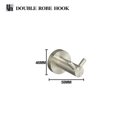 DecorBites™ Brushed Nickel Stainless Steel Bathroom Hardware Set Towel Bar Ring Holder Robe Hook