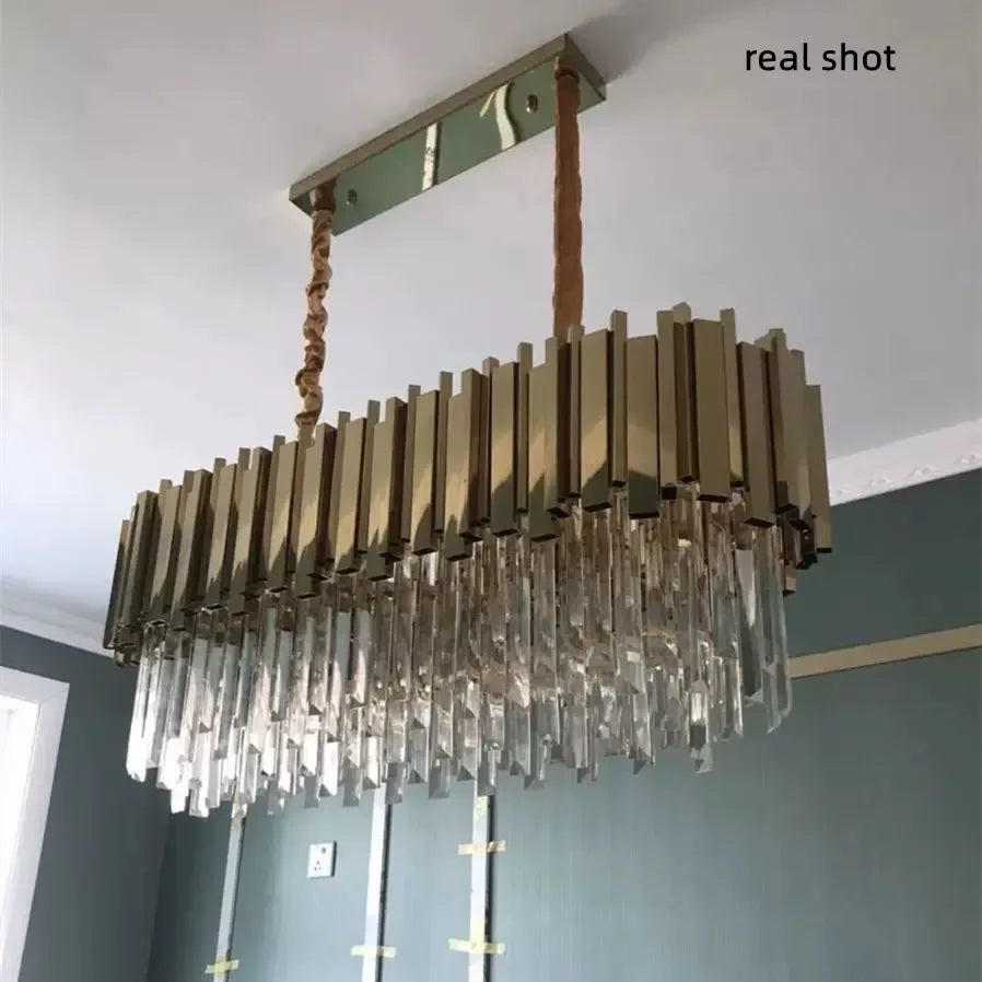 DecorBites™ Gold Crystal LED Pendant Lights for Dining Room - Stunning Indoor Suspension Fixtures