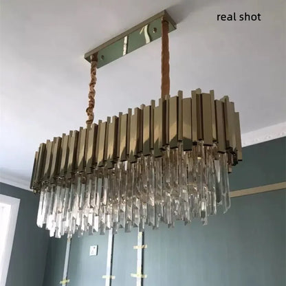 DecorBites™ Gold Crystal LED Pendant Lights for Dining Room - Stunning Indoor Suspension Fixtures