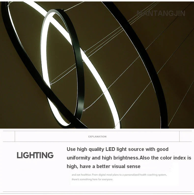 DecorBites™ Circle Rings LED Pendant Lamp, Modern Fashion Light for Living Room & Dining Room