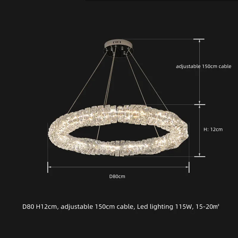 Lámparas colgantes LED de cristal DecorBites™ | Lámpara colgante de anillo regulable | Accesorios de decoración modernos y de lujo