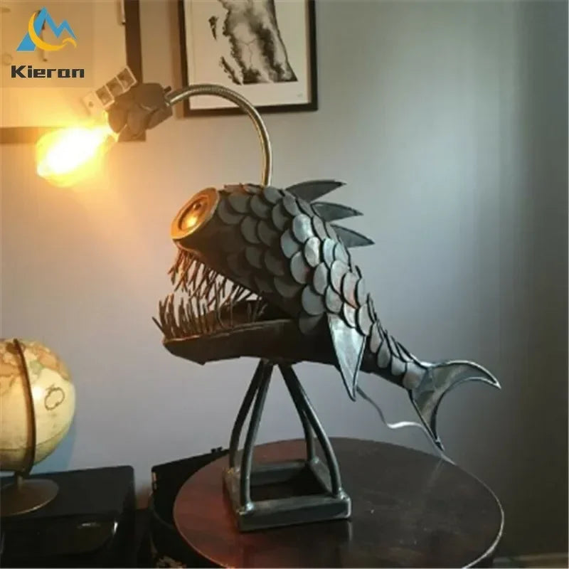 DecorBites™ Lantern Fish LED Table Lamp for Bedroom, Study, and Living Room Decor