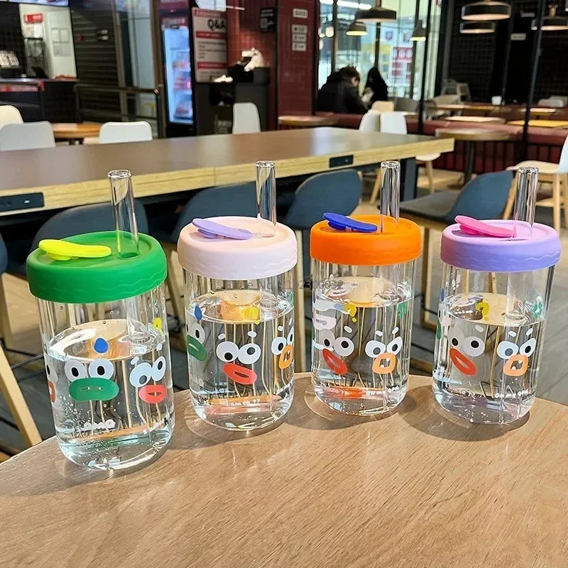 Glass Cartoon Bubble Tea Cup