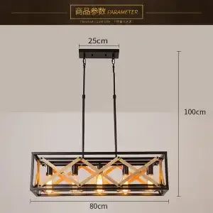 ديكوربايتس™ مصباح معلق بستة رؤوس على الطراز الصناعي - مصباح طاولة حديدي من الخشب الصلب بتصميم كلاسيكي