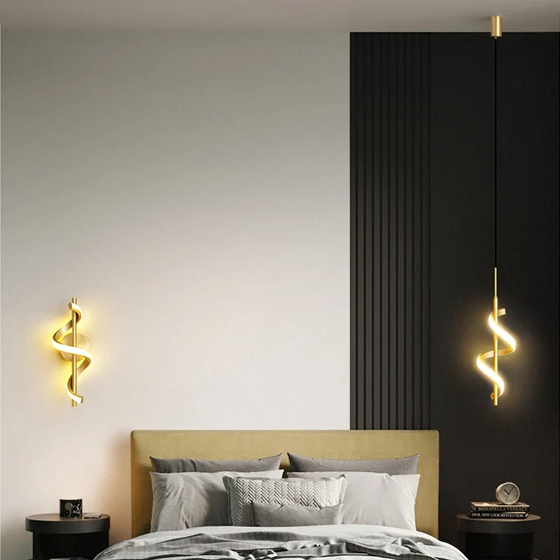 Modern Copper Pendant Light in Black and Gold