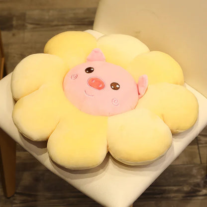 Decobites Sun Flower Plush Chair Cushion - Soft Cartoon Throw Pillow