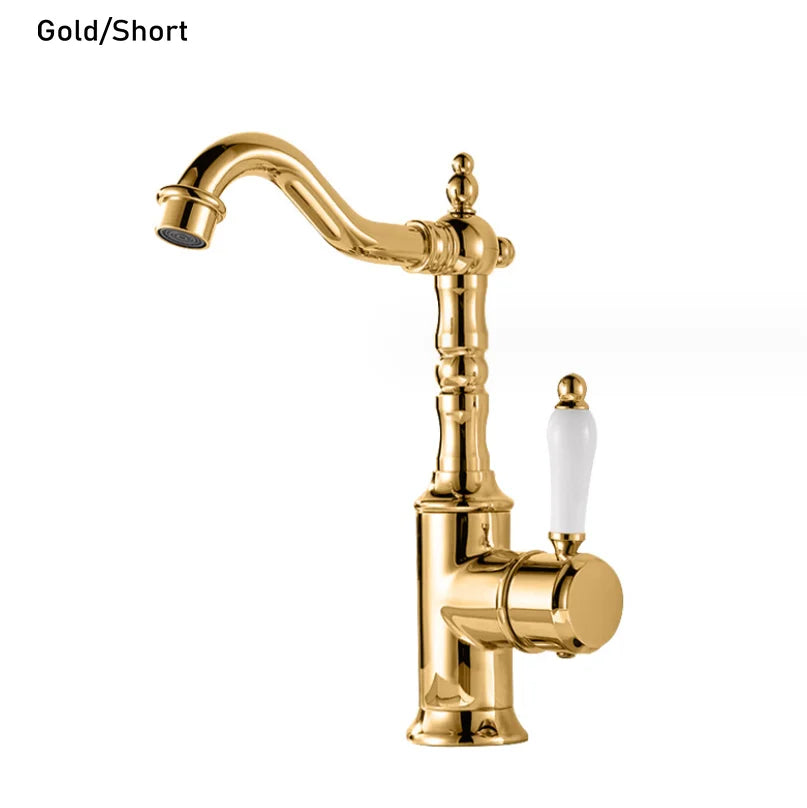 Grifo de cocina de lujo DecorBites™ Gold para fregadero doméstico, mezclador de agua fría y caliente