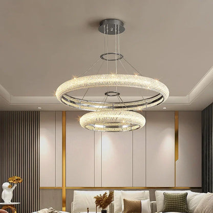 DecorBites™ Crystal Chandelier Chrome Light LED Ceiling Lights for Modern Luxury Décor