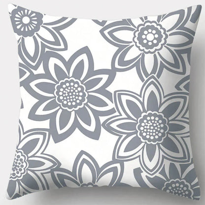 DecorBites™ Grey Geometry Leaves Floral Stripes Plaids Print Lumbar Pillow Case