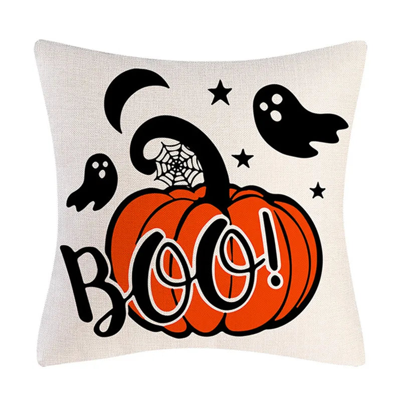 Funda de cojín de lino Decorbites™ de Halloween para la decoración del salón y el sofá - Truco o trato