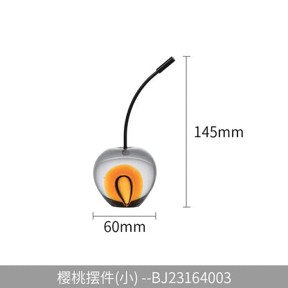 DecorBites™ Crystal Cherry Sculpture - Clear Cherry Decorative Figurine