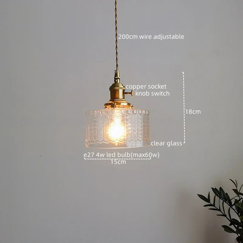Green Glass LED Pendant Polished Copper Two-Head