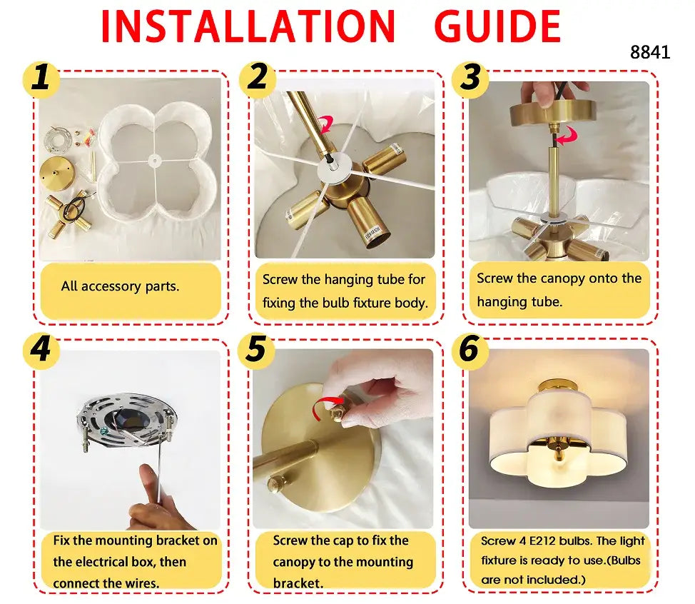 DecorBites™ Elegant 4-Light Gold Ceiling Fixture