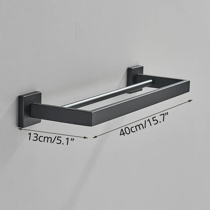 مجموعة إكسسوارات الحمام السوداء من DecorBites™: خطاف رداء، سكة مناشف، رف، حامل مناديل