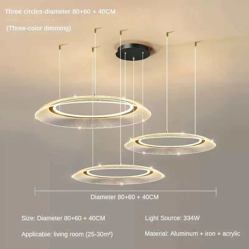 DecorBites™ LED Ring Chandelier: Luxury Living Room Lighting Fixture