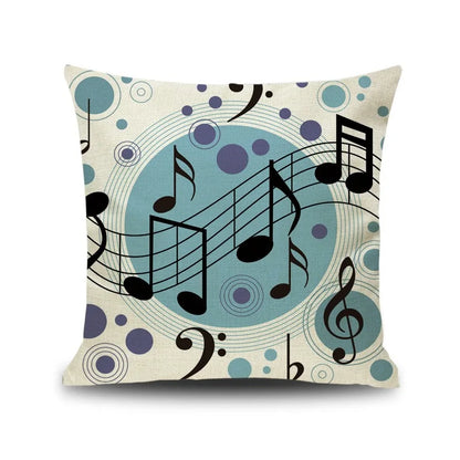 DecorBites™ Letter Notes Piano Graphic Print Linen Pillowcase 45x45cm Living Room Decor