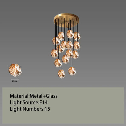 DecorBites™ Glass LED Chandelier for Ceiling Suspension in Postmodern Style