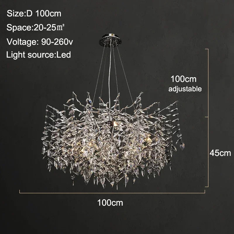 DecorBites™ Branch Crystal Chandelier: Luxury LED Ceiling Light for Living Room & Dining Room