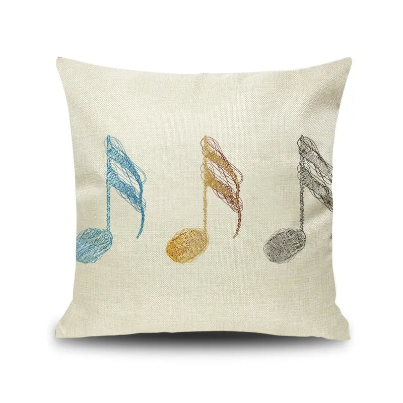 DecorBites™ Letter Notes Piano Graphic Print Linen Pillowcase 45x45cm Living Room Decor