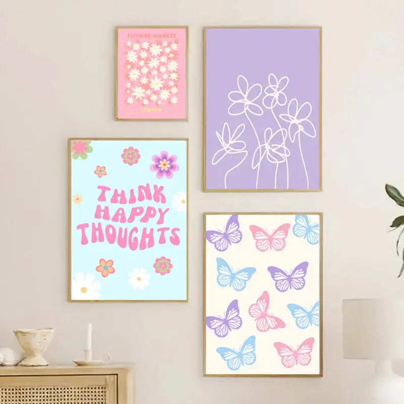 Pastel Smiley Flower Canvas Wall Art