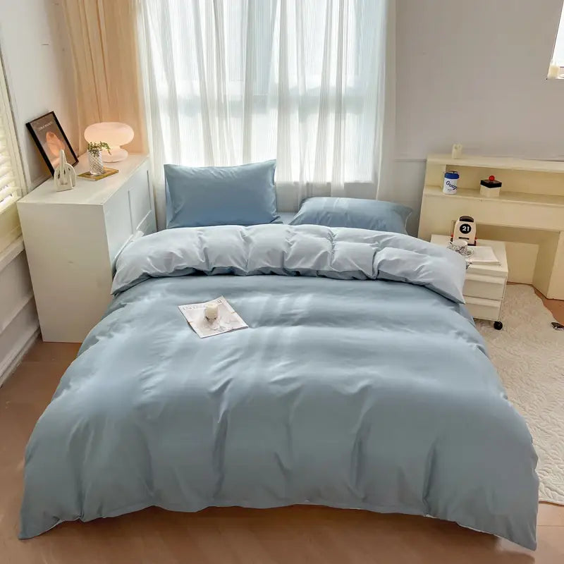 DecorBites™ Solid Color Brush Fabric Bedding Set - 4 Pieces