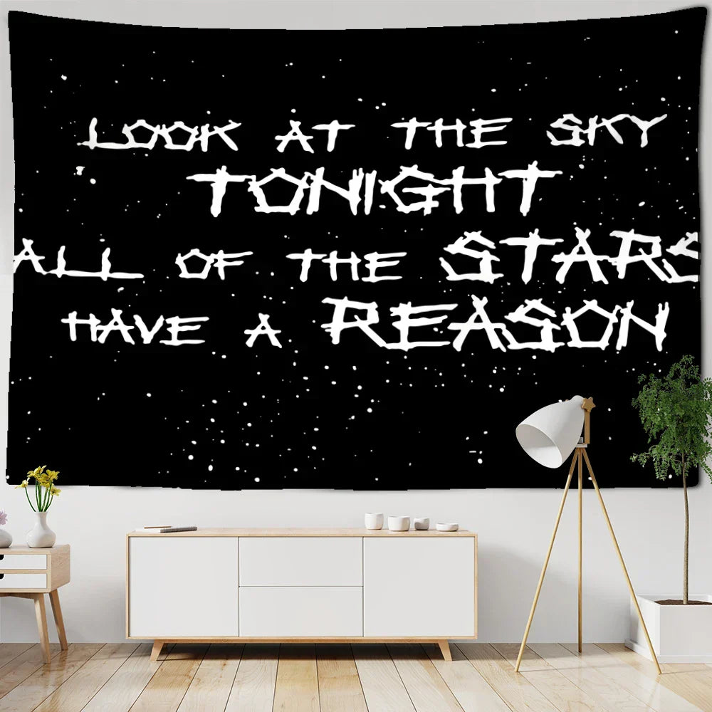 Decobites Mysterious Sky Abstract Wall Tapestry: Black Hippy Aesthetics Room Decor