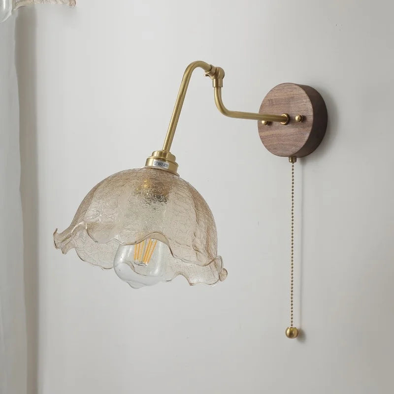 DecorBites™ LED Wall Lights Up Down Rotate Pull Chain Switch Bedside Lamp Glass Canopy Fixtures
