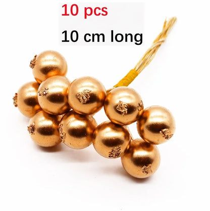 DecorBites™ Gold Hybrid Flower Cherry Stamen Berries Bundle for DIY Decor