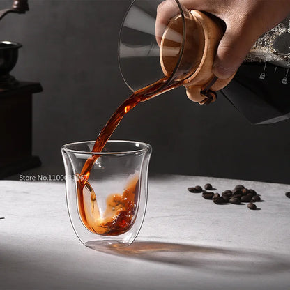 DecorBites™ 5PCS Double Wall Glass Coffee Mugs Set, 150ml Insulated Cups for Bar Tea Juice