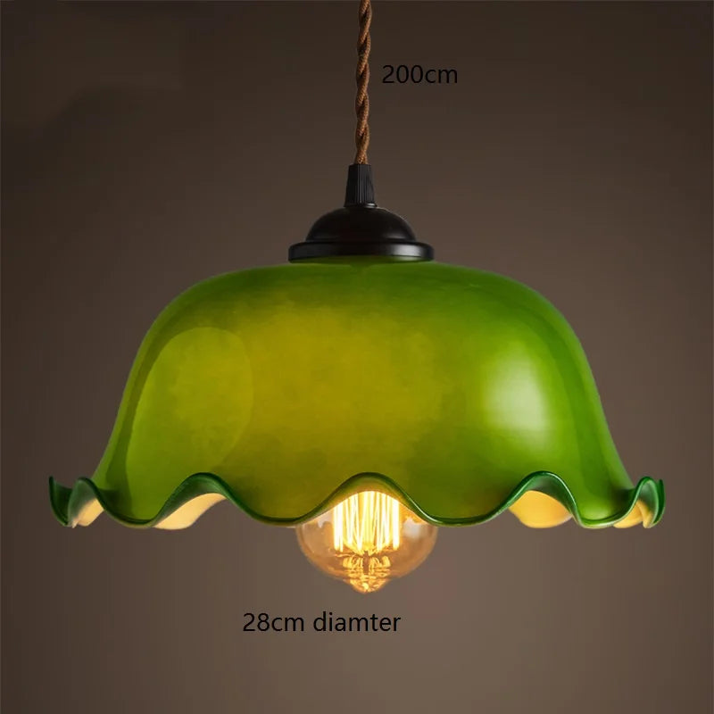 DecorBites™ Green Glass LED Pendant Light for Home Decor & Restaurant Vintage Lighting