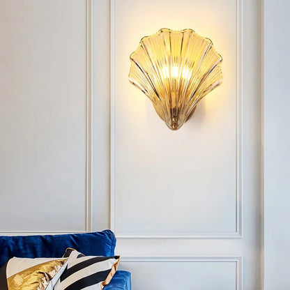 DecorBites™ Glass Shell Led Wall Lamp: Modern Hall Sconce with Creative Lighting for Bedroom, Kitchen.