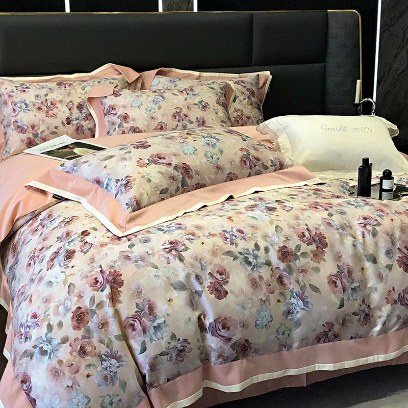 طقم أغطية سرير DecorBites™ 100S من القطن المصري المطبوع لمقاس كوين كينج Ru