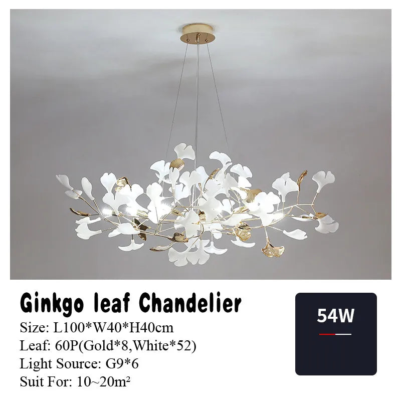 DecorBites™ Gold Branches Chandeliers with Porcelain Leaves Pendant Light - Luxury Living Room Decor