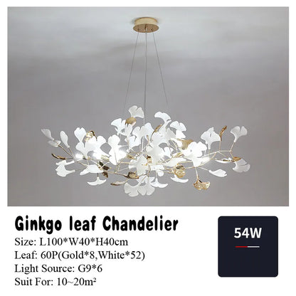 DecorBites™ Gold Branches Chandeliers with Porcelain Leaves Pendant Light - Luxury Living Room Decor