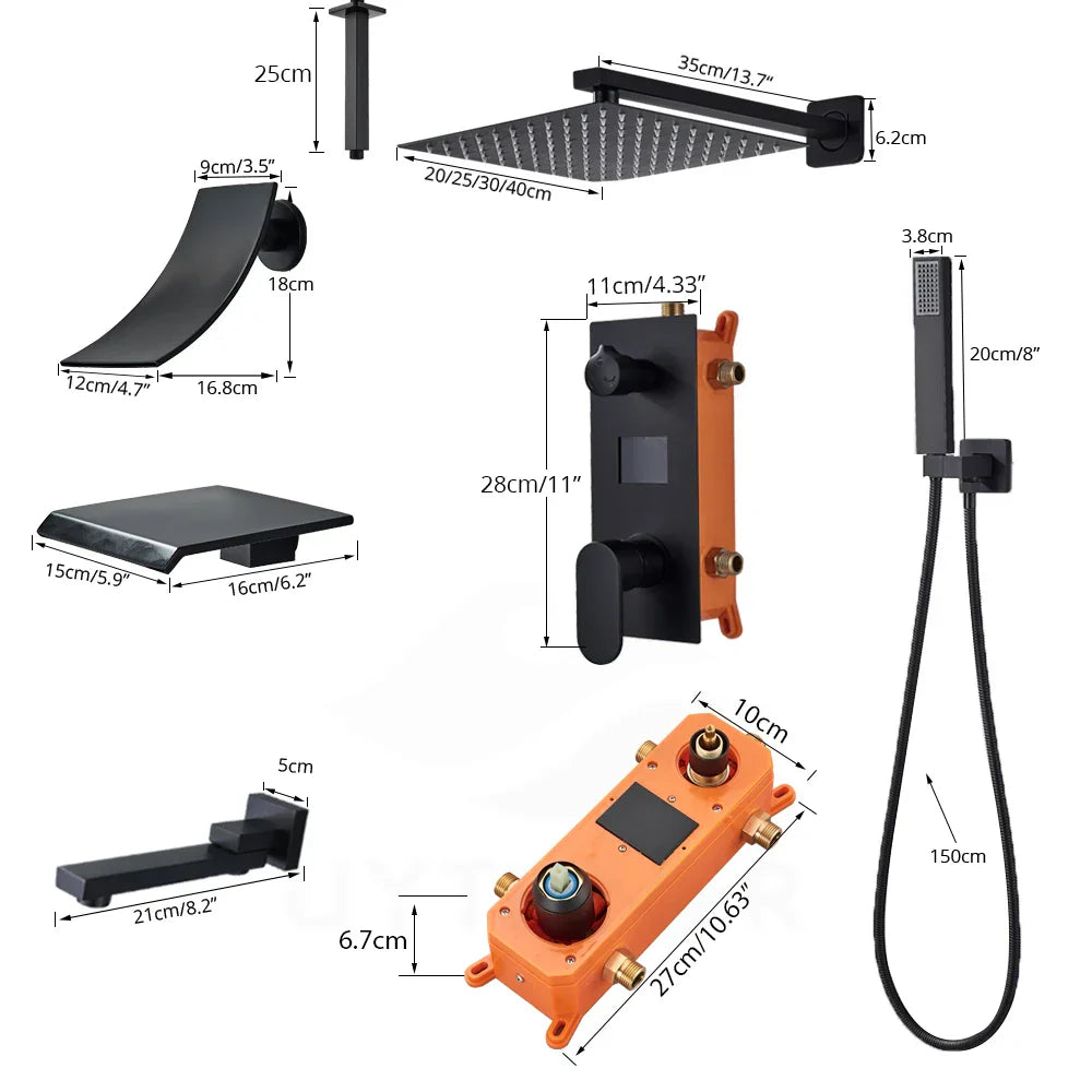 DecorBites™ Digital Display Shower Faucet Set with Rainfall Head and Bathtub Spout