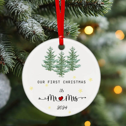 Wedding Gifts for Couple Our First Christmas Married Ornament 2024 First Christmas As Mr and Mrs Married Ornament 2024