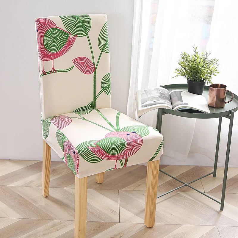 Decobites Stretch Print Chair Cover - Elastic Seat Slipcover