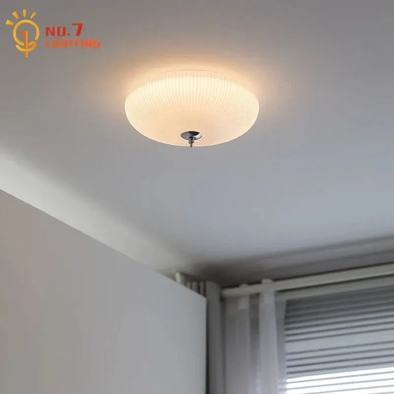 Lámparas de techo redondas de cristal color crema DecorBites™ | Iluminación LED moderna para interiores | Ideal para dormitorio, estudio o balcón