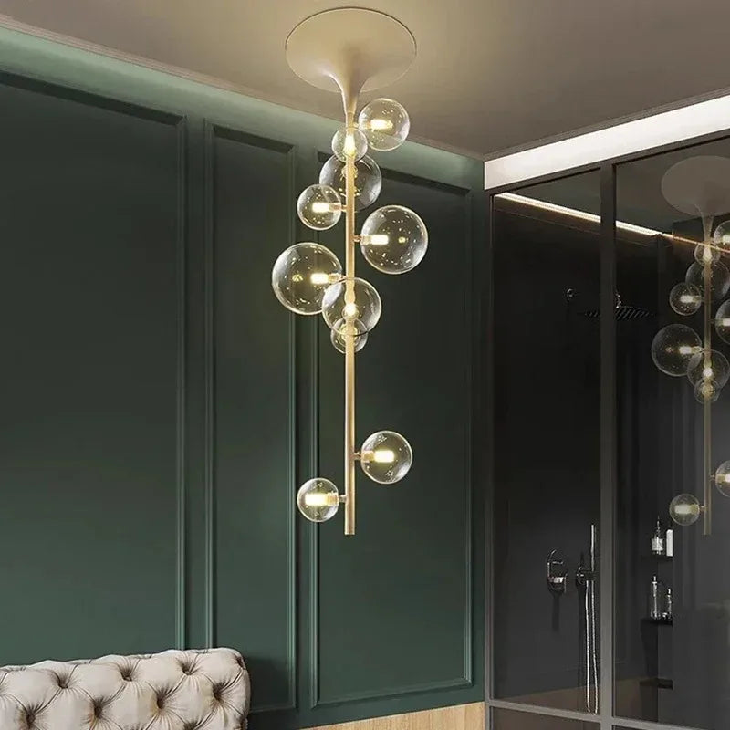 DecorBites™ LED Bubble Chandelier Clear Glass Ball Pendant Lamp for Dining Room & Bar