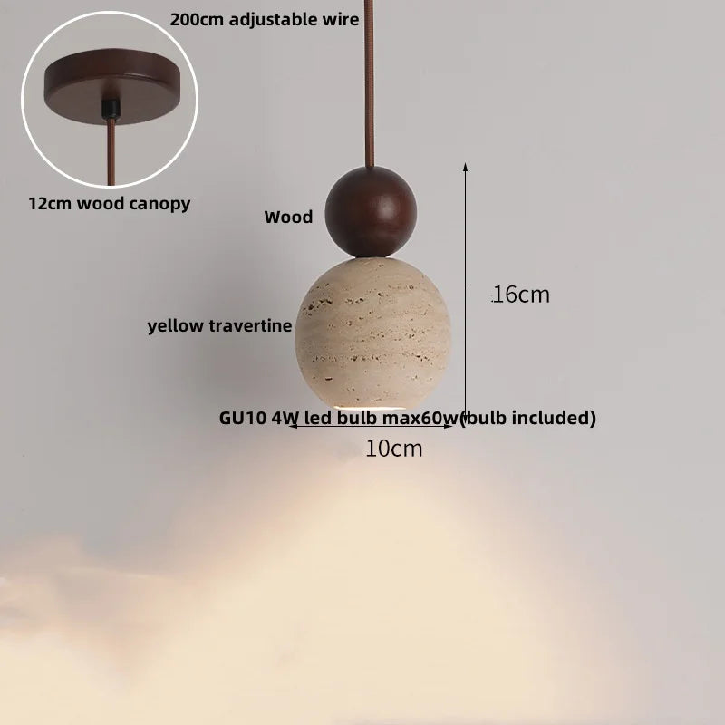 DecorBites™ LED Gourd Pendant Light Aisle Hotel Living Room Fixture Glass Travertine Hang Lamp