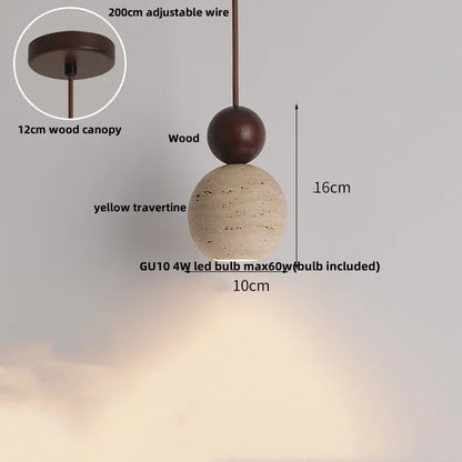 DecorBites™ LED Gourd Pendant Light Aisle Hotel Living Room Fixture Glass Travertine Hang Lamp