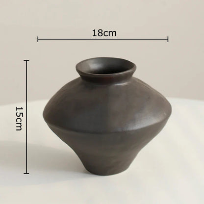 DecorBites™ Ceramic Vase: Wabi-sabi Style, Retro Floral Arrangement, Room Decor