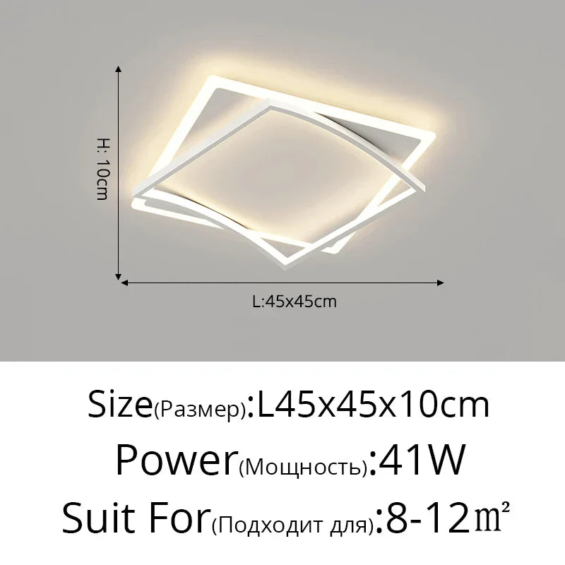 ديكوربايتس™ مصباح سقف LED مربع هندسي مع جهاز تحكم عن بعد لغرفة الدراسة وغرفة المعيشة وغرفة النوم