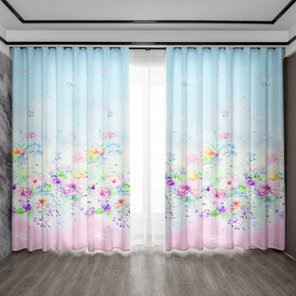 Decobites Pink Floral Bag Curtains for Home Decoration, Kitchen, Coffee Shop, Living Room