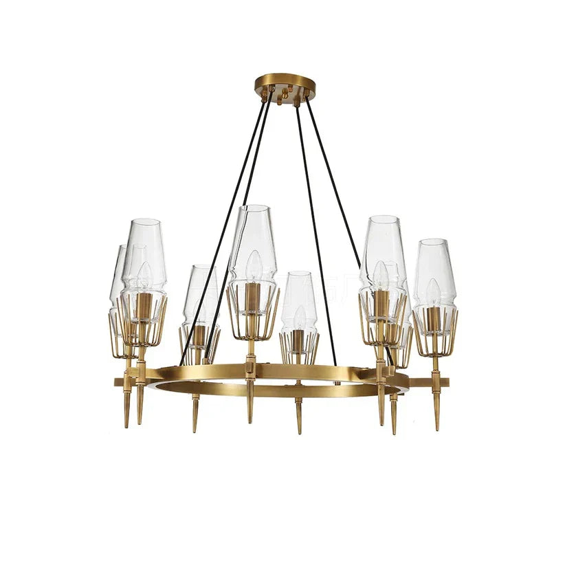 DecorBites™ Copper & Glass Chandelier - Luxury Lighting Fixture for Living, Dining, Bedroom - Dimmable