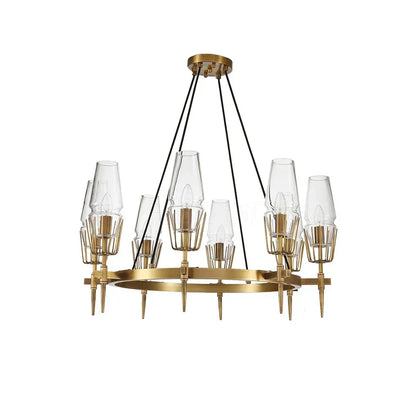 DecorBites™ Copper & Glass Chandelier - Luxury Lighting Fixture for Living, Dining, Bedroom - Dimmable