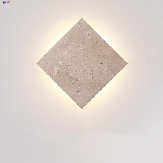 DecorBites™ LED Wall Lamp Sconce Yellow Travertine Square Stair Light Waterproof Fixture