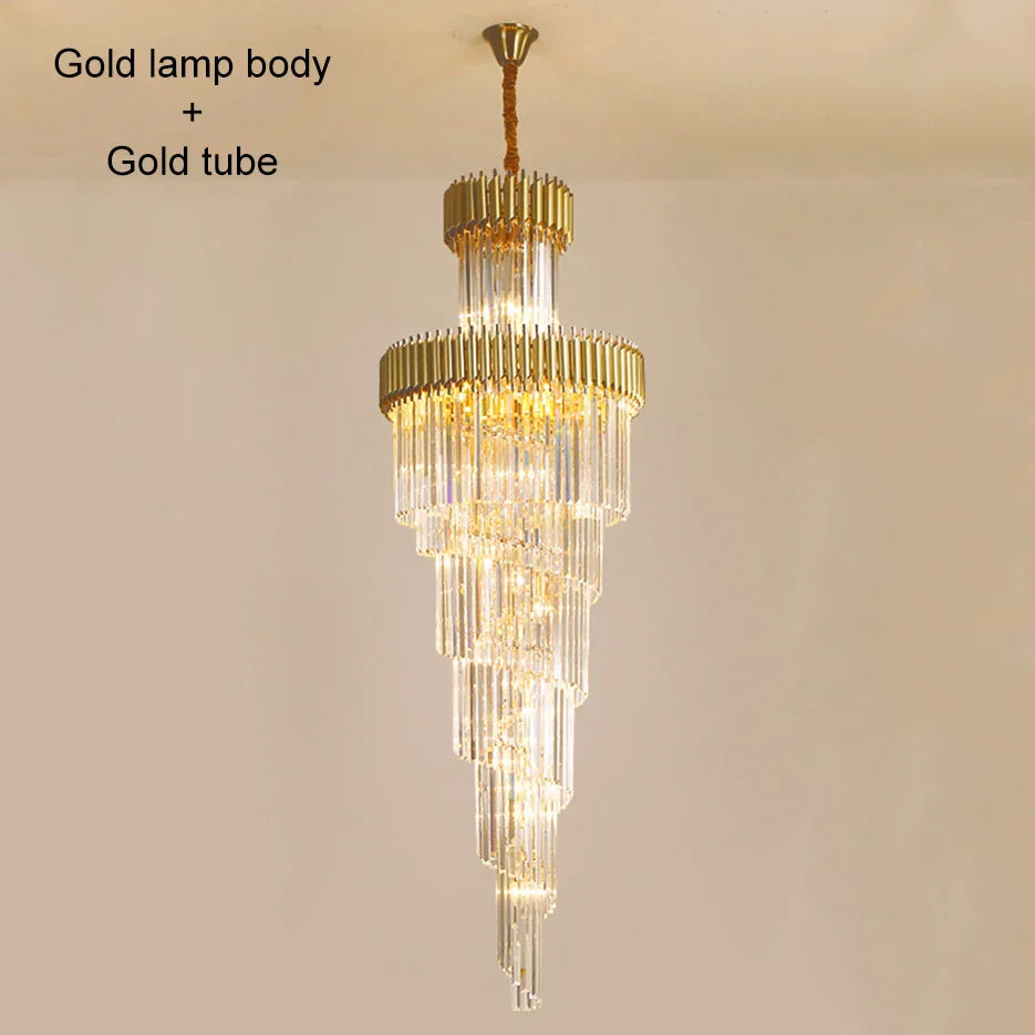 Lámparas de araña DecorBites™ Crystal LED: Iluminación de lujo multicapa para escaleras, acero inoxidable negro